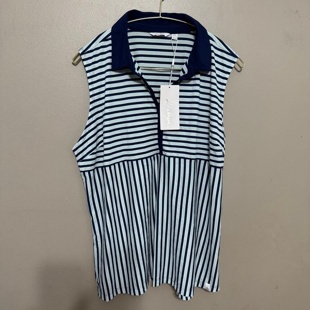 Lady Hagen women’s off to the races stripe sleeveless polo size XXL NWT
